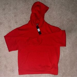 Nova Men Textured Rectangles Hoodie - Red (Small)